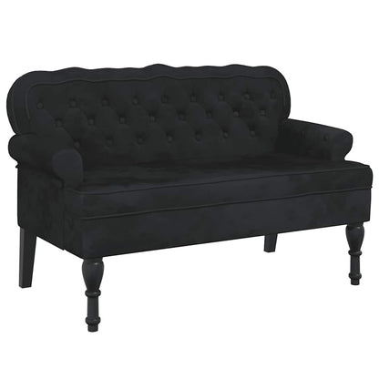Panca con Schienale Nera 119,5x64,5x75 cm in Velluto