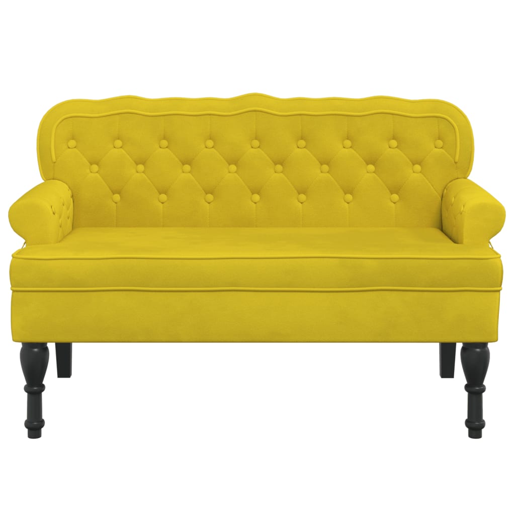 Panca con Schienale Gialla 119,5x64,5x75 cm in Velluto