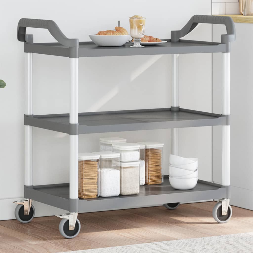 Carrello a 3 Ripiani Grigio 99x50x96 cm in Alluminio
