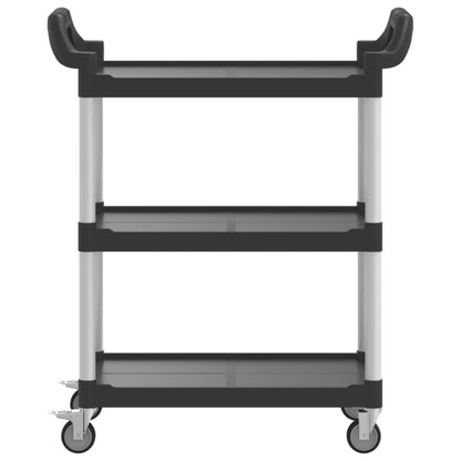 Carrello a 3 Ripiani Nero 81x41x92 cm in Alluminio