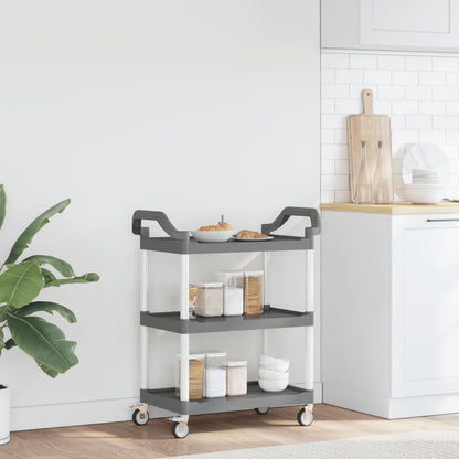 Carrello a 3 Ripiani Grigio 81x41x92 cm in Alluminio