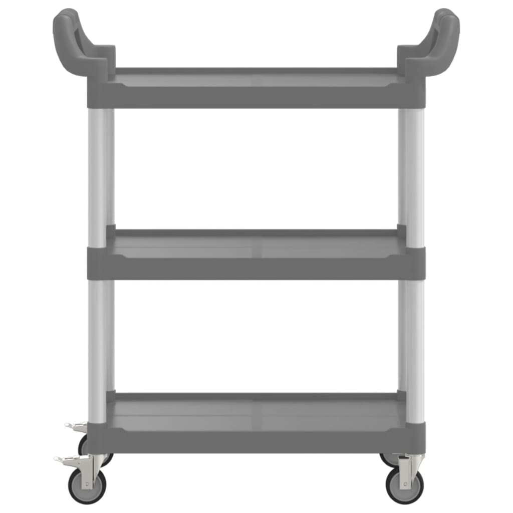 Carrello a 3 Ripiani Grigio 81x41x92 cm in Alluminio