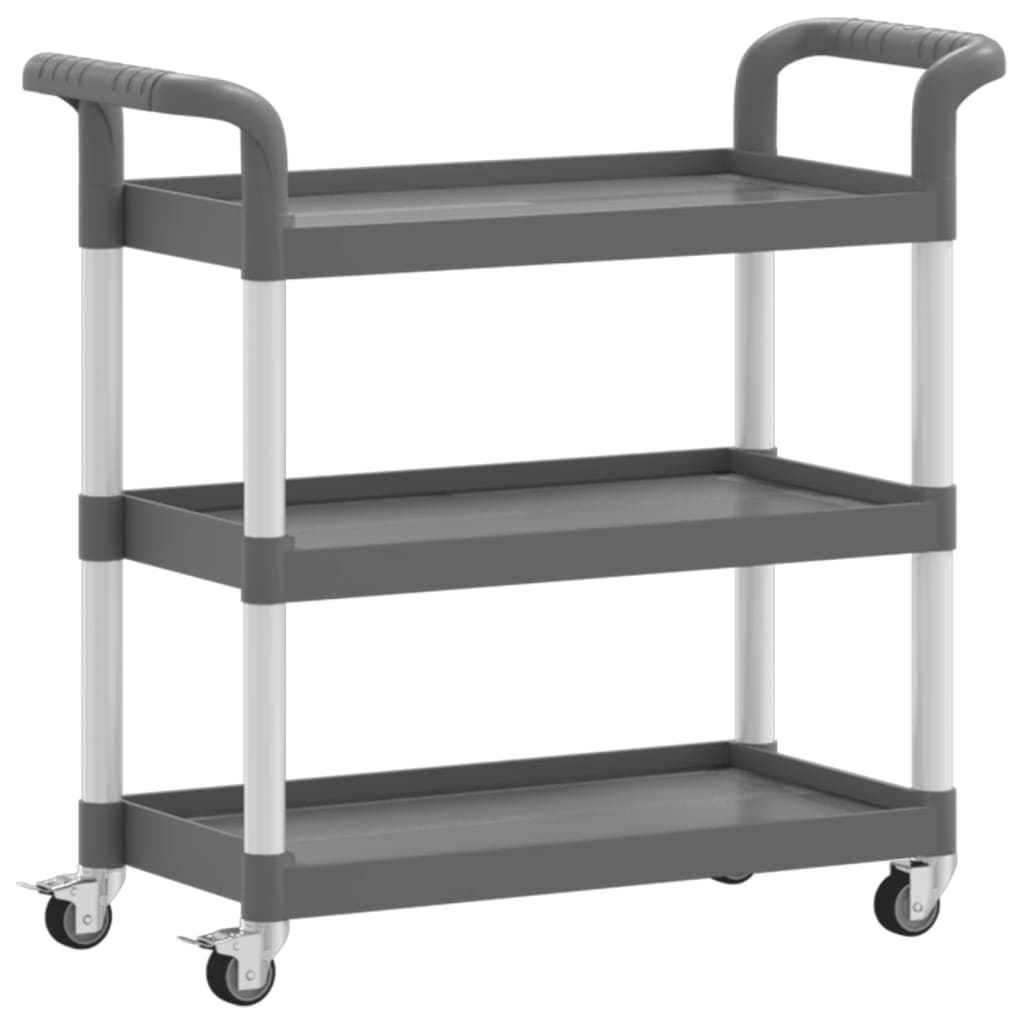Carrello a 3 Ripiani Grigio 77x34x72 cm in Alluminio