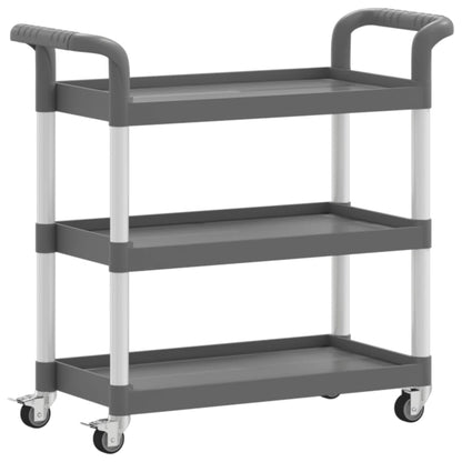Carrello a 3 Ripiani Grigio 77x34x72 cm in Alluminio