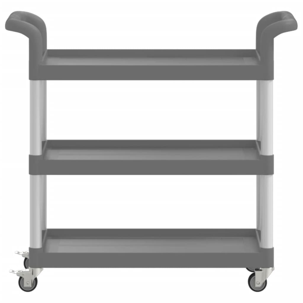 Carrello a 3 Ripiani Grigio 77x34x72 cm in Alluminio