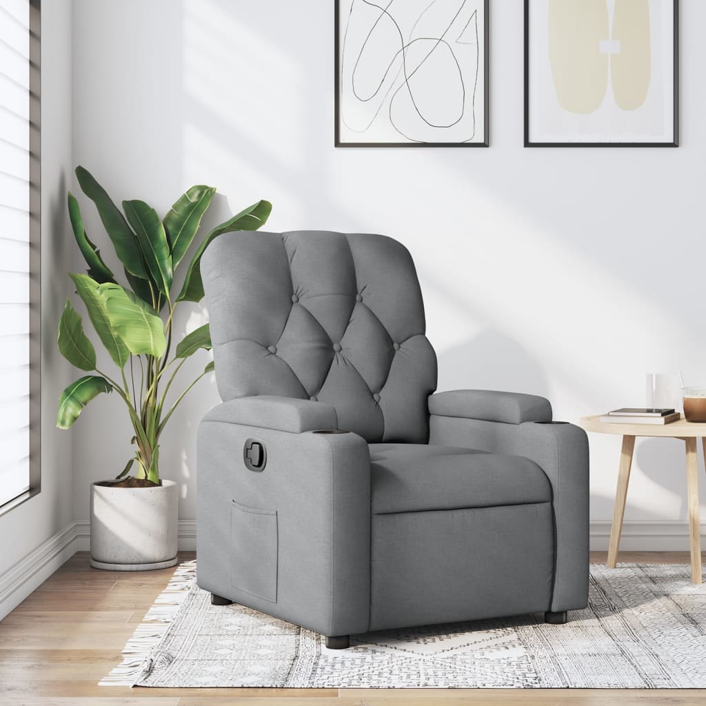 Poltrona reclinabile in tessuto grigio chiaro