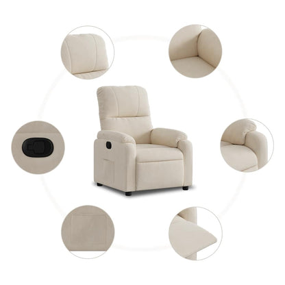 Poltrona Reclinabile Beige in Tessuto di Microfibra