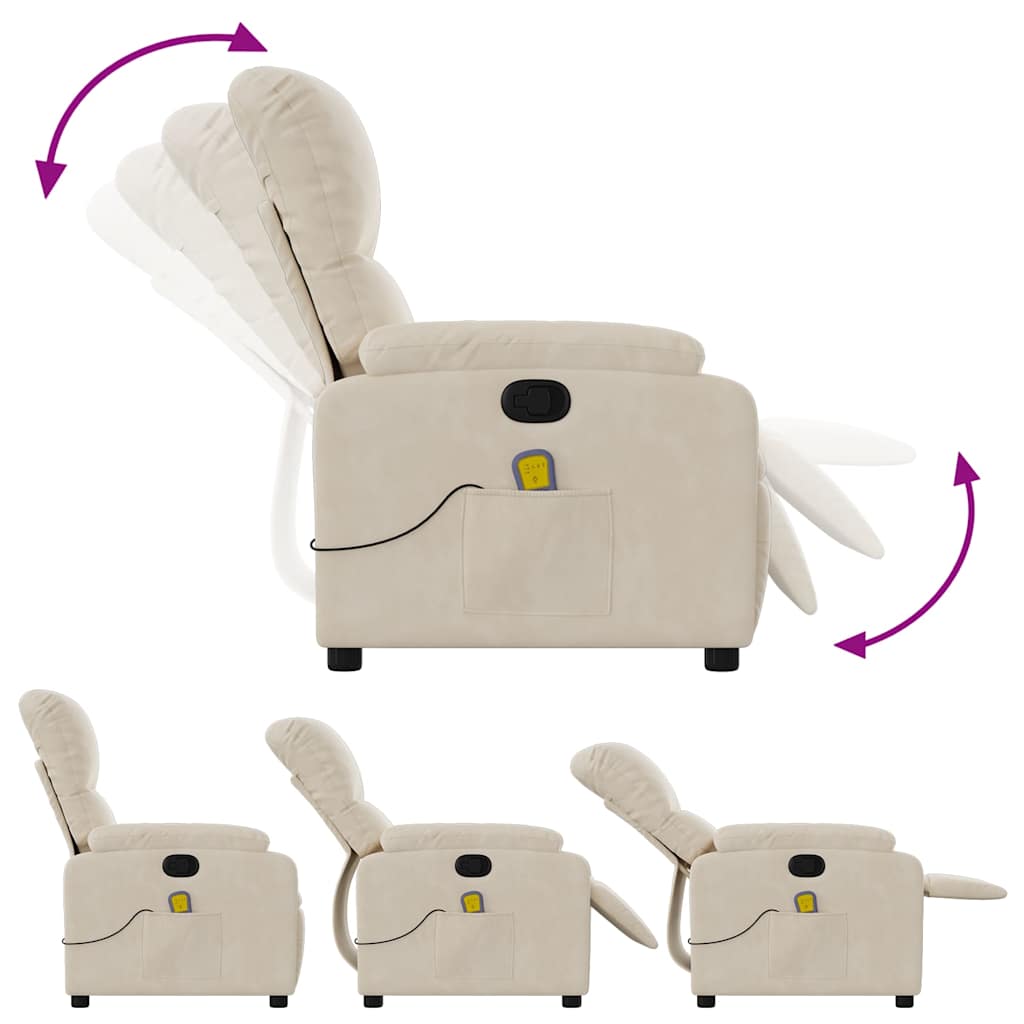 Poltrona Massaggiante Reclinabile Beige in Tessuto Microfibra