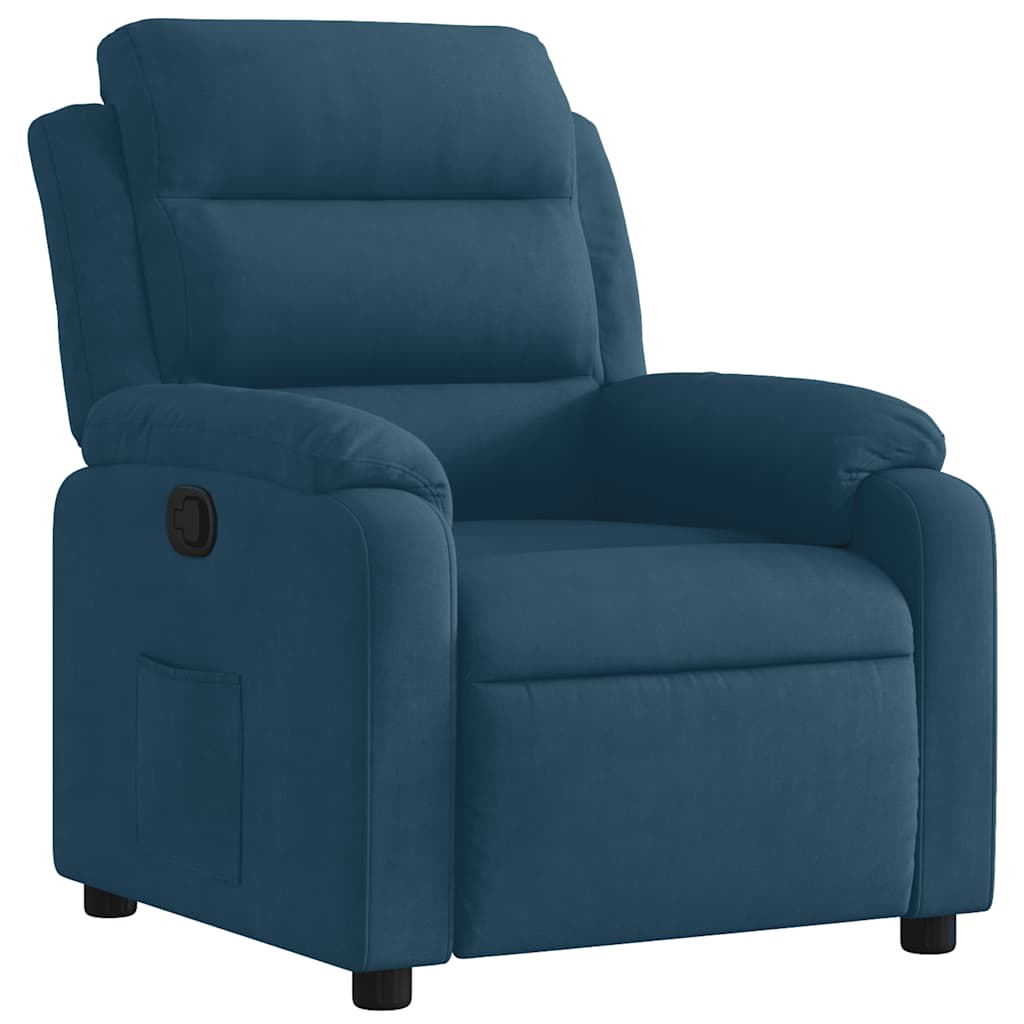 Poltrona Reclinabile Blu in Velluto