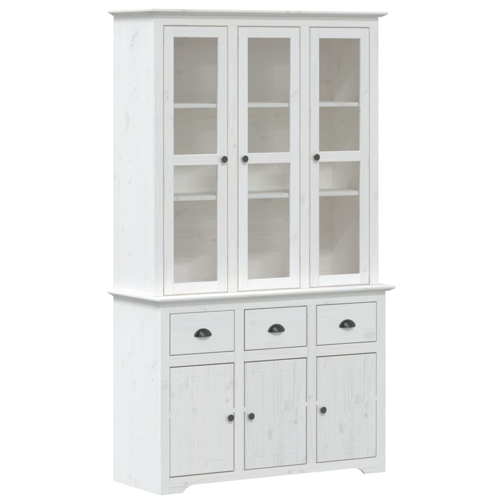 Credenza BODO 115,5x43x200,5 cm Legno Massello di Pino Bianco