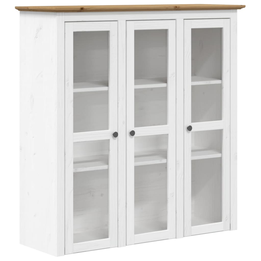 Credenza BODO 115,5x43x200,5 cm Massello Pino Bianco e Marrone