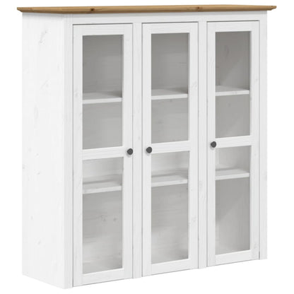 Credenza BODO 115,5x43x200,5 cm Massello Pino Bianco e Marrone