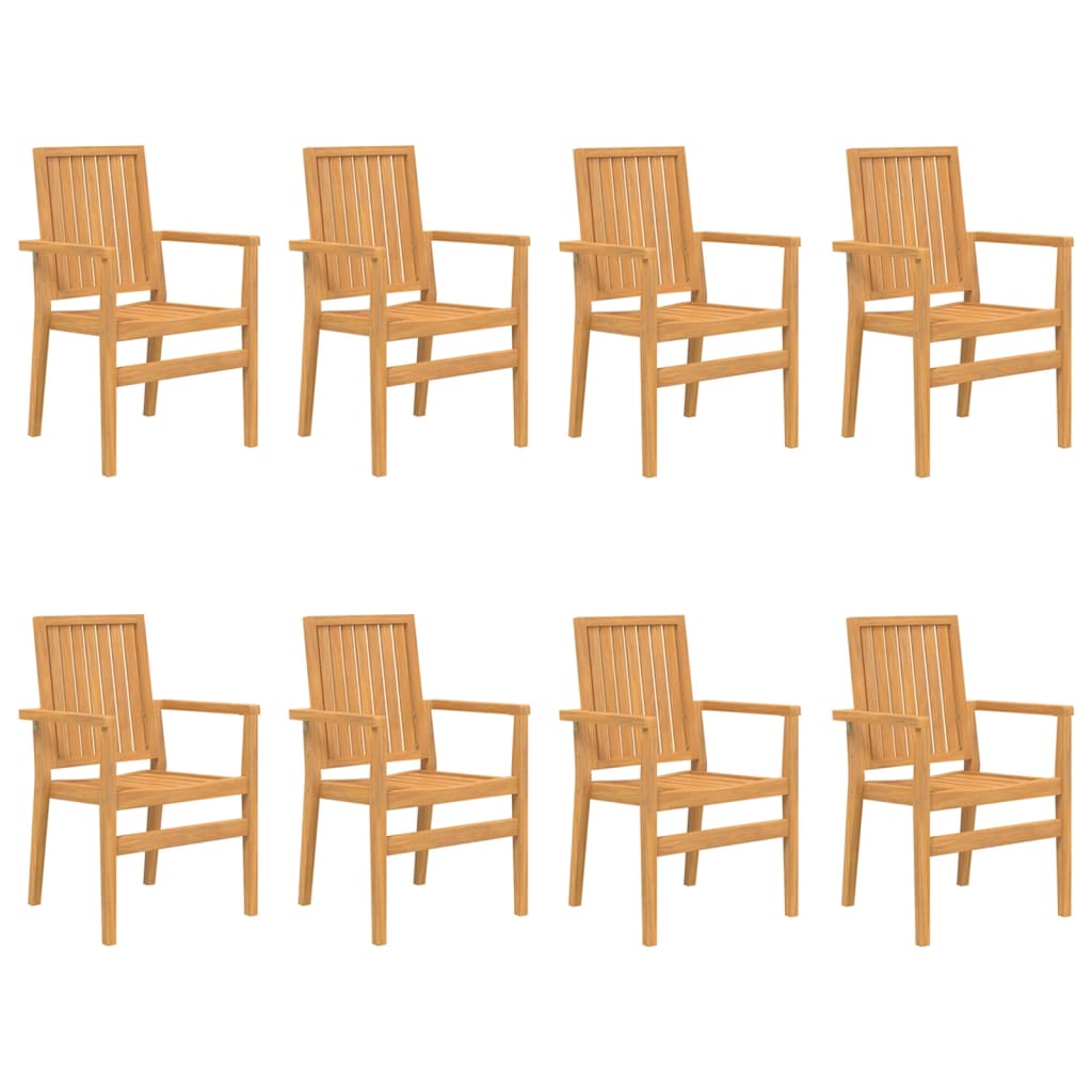 Sedie da Giardino Impilabili 8 pz 56,5x57,5x91 cm Massello Teak