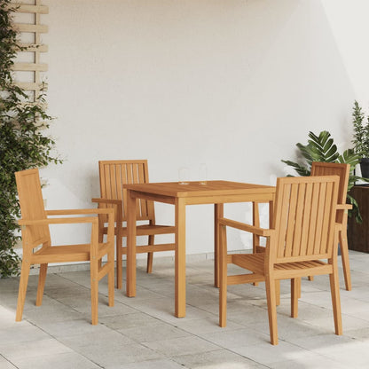 Set da Pranzo per Giardino 5 pz in Legno Massello di Teak
