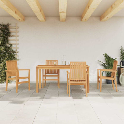Set da Pranzo per Giardino 5 pz in Legno Massello di Teak