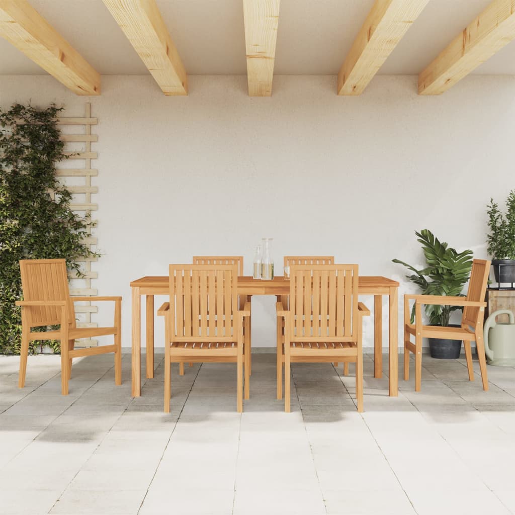 Set da Pranzo da Giardino 7 pz in Legno Massello di Teak