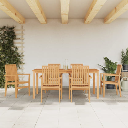 Set da Pranzo da Giardino 7 pz in Legno Massello di Teak
