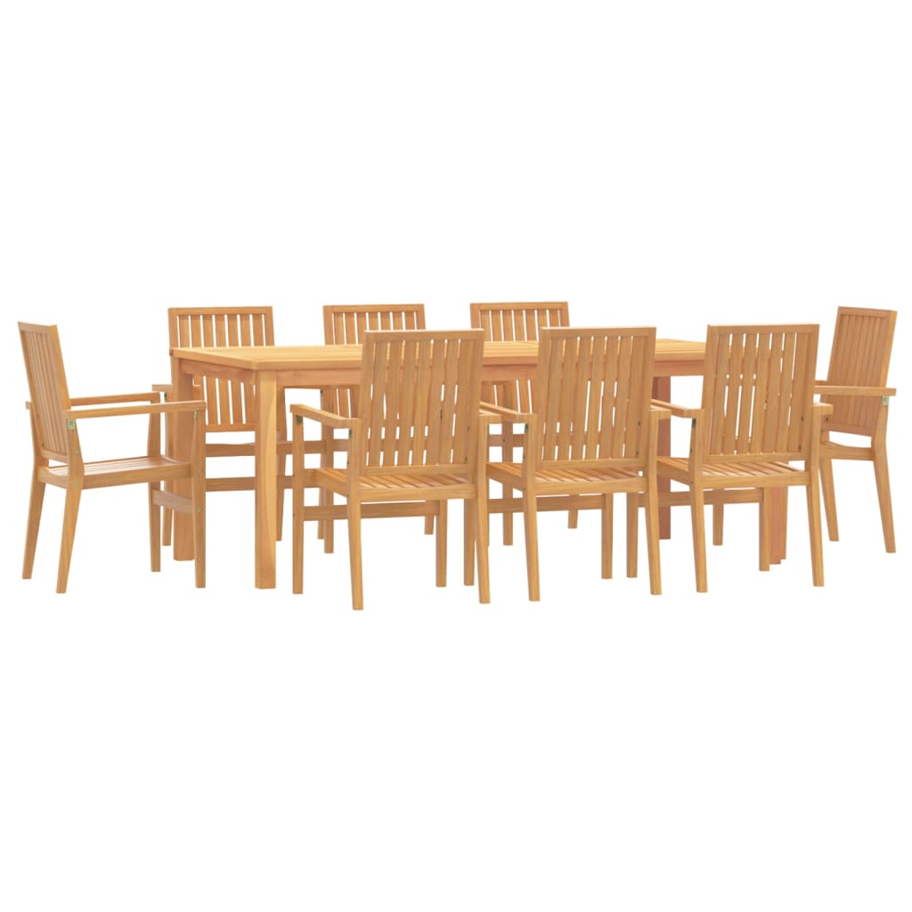 Set da Pranzo per Giardino 9 pz in Legno Massello di Teak