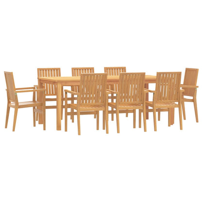 Set da Pranzo per Giardino 9 pz in Legno Massello di Teak