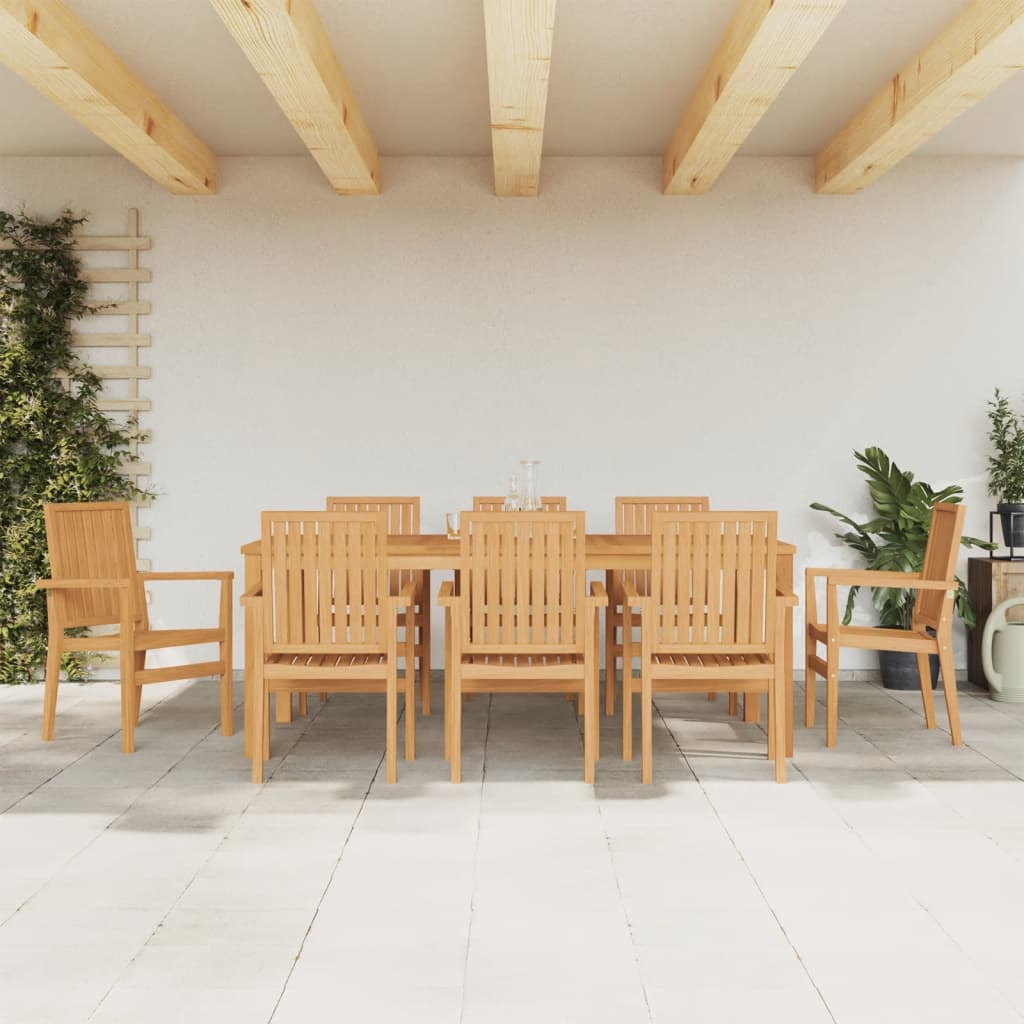 Set da Pranzo per Giardino 9 pz in Legno Massello di Teak