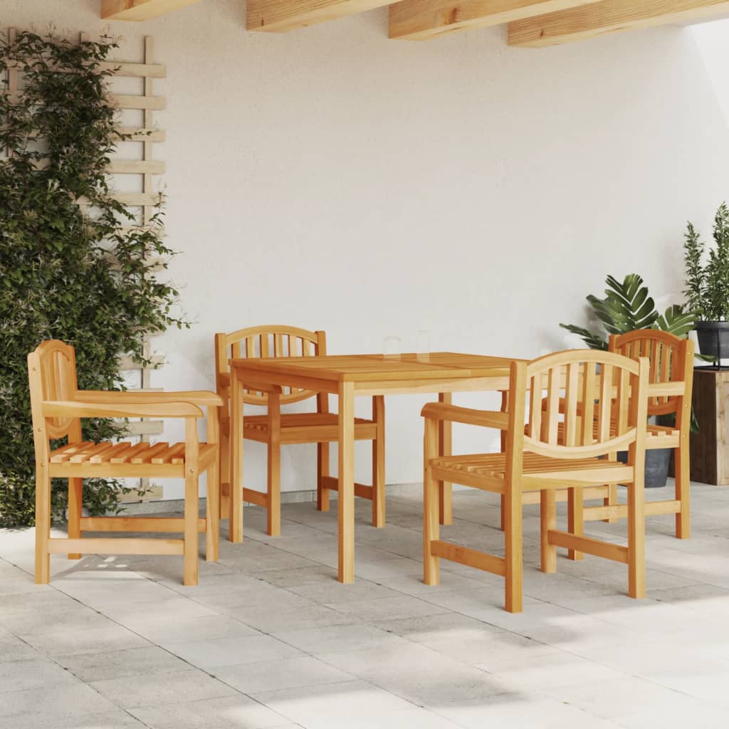 Set da Pranzo per Giardino 5 pz in Legno Massello di Teak