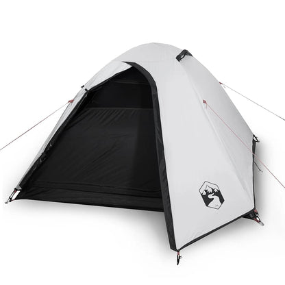 Tenda Campeggio a Cupola 3 Persone Bianca Tessuto Impermeabile