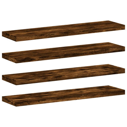Mensole Parete 4pz Rovere Fumo 40x10x1,5 cm Legno Multistrato