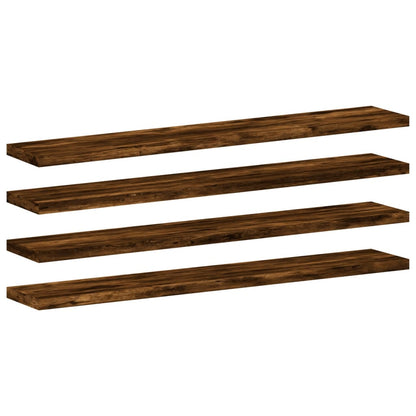 Mensole Parete 4pz Rovere Fumo 60x10x1,5 cm Legno Multistrato