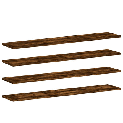 Mensole Parete 4pz Rovere Fumo 100x20x1,5 cm Legno Multistrato