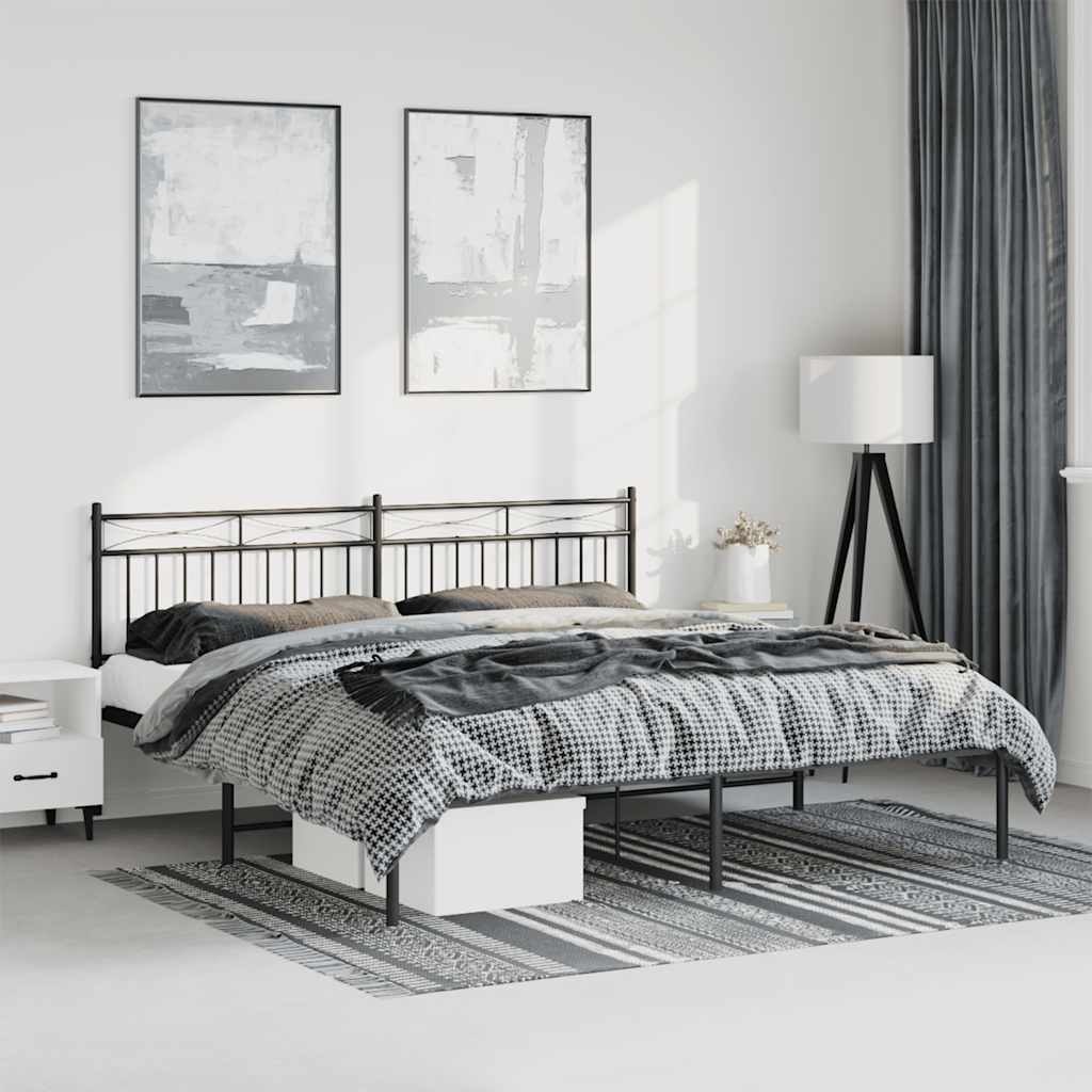 Giroletto con Testiera in Metallo Nero 183x213 cm