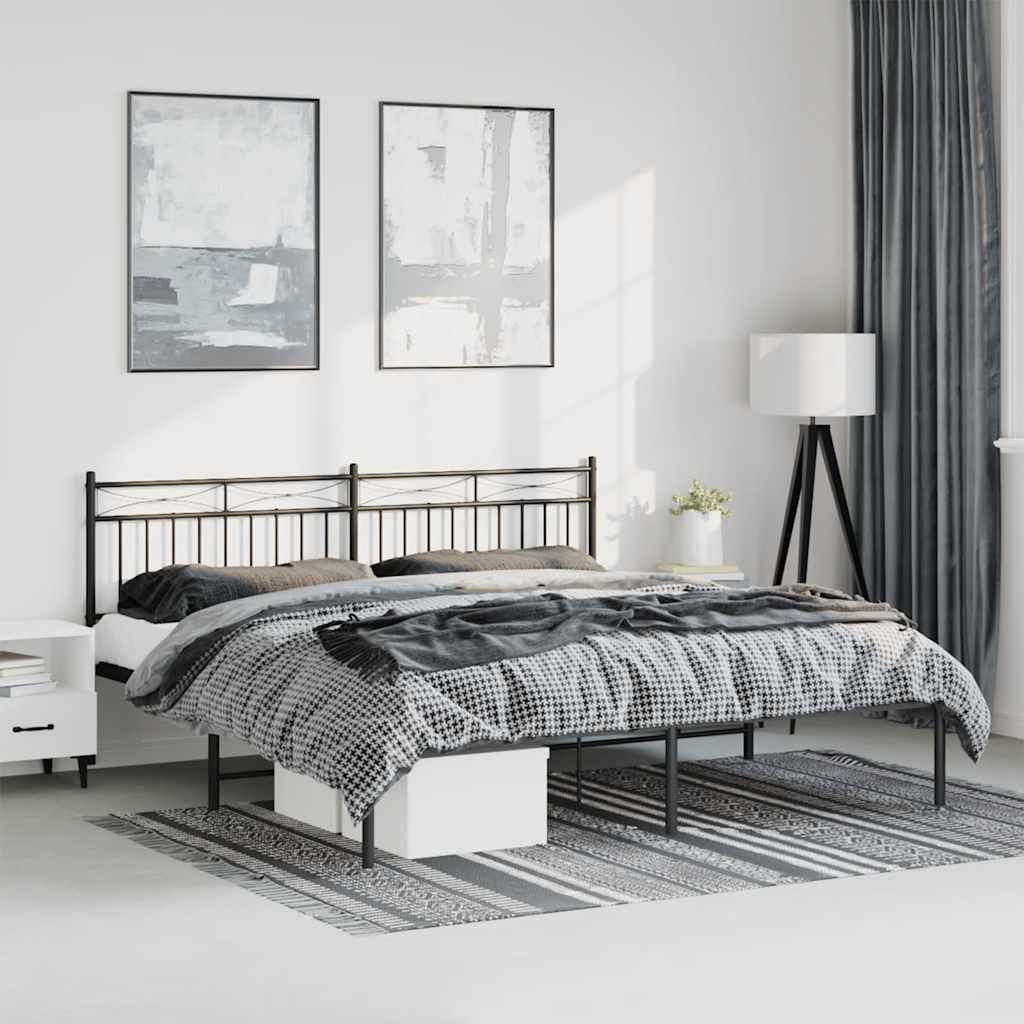 Giroletto con Testiera in Metallo Nero 193x203 cm