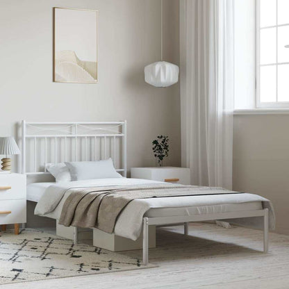 Giroletto con Testiera Metallo Bianco 100x190 cm