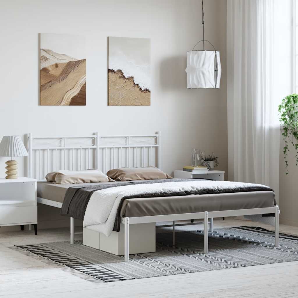 Giroletto con Testiera Metallo Bianco 150x200 cm