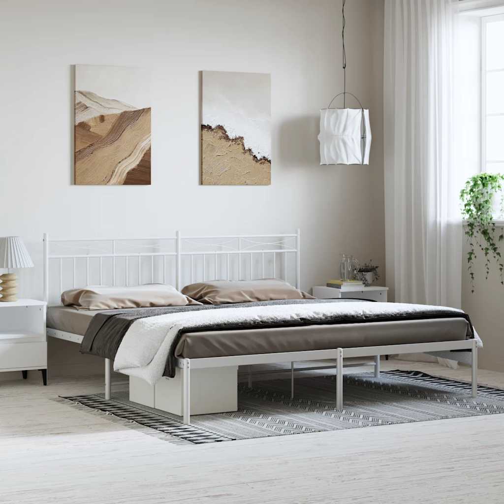Giroletto con Testiera Metallo Bianco 183x213 cm