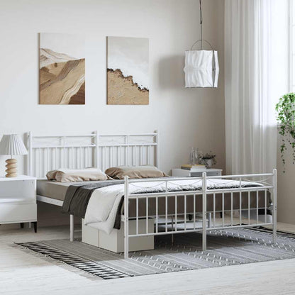 Giroletto con Testiera e Pediera Metallo Bianco 135x190 cm