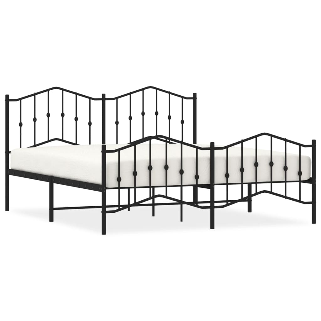 Giroletto con Testiera e Pediera Metallo Nero 160x200 cm