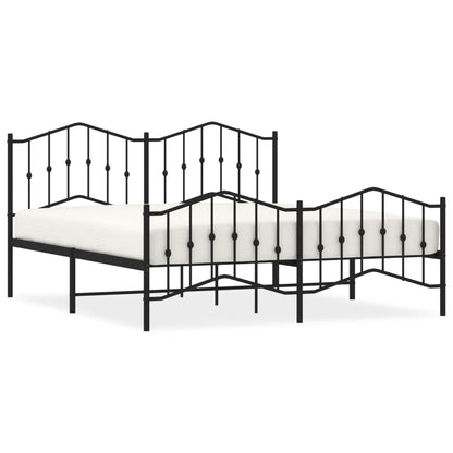 Giroletto con Testiera e Pediera Metallo Nero 160x200 cm