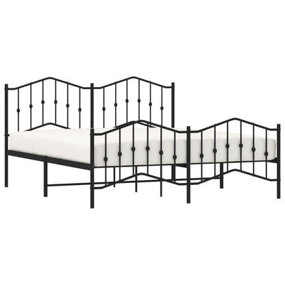 Giroletto con Testiera e Pediera Metallo Nero 160x200 cm