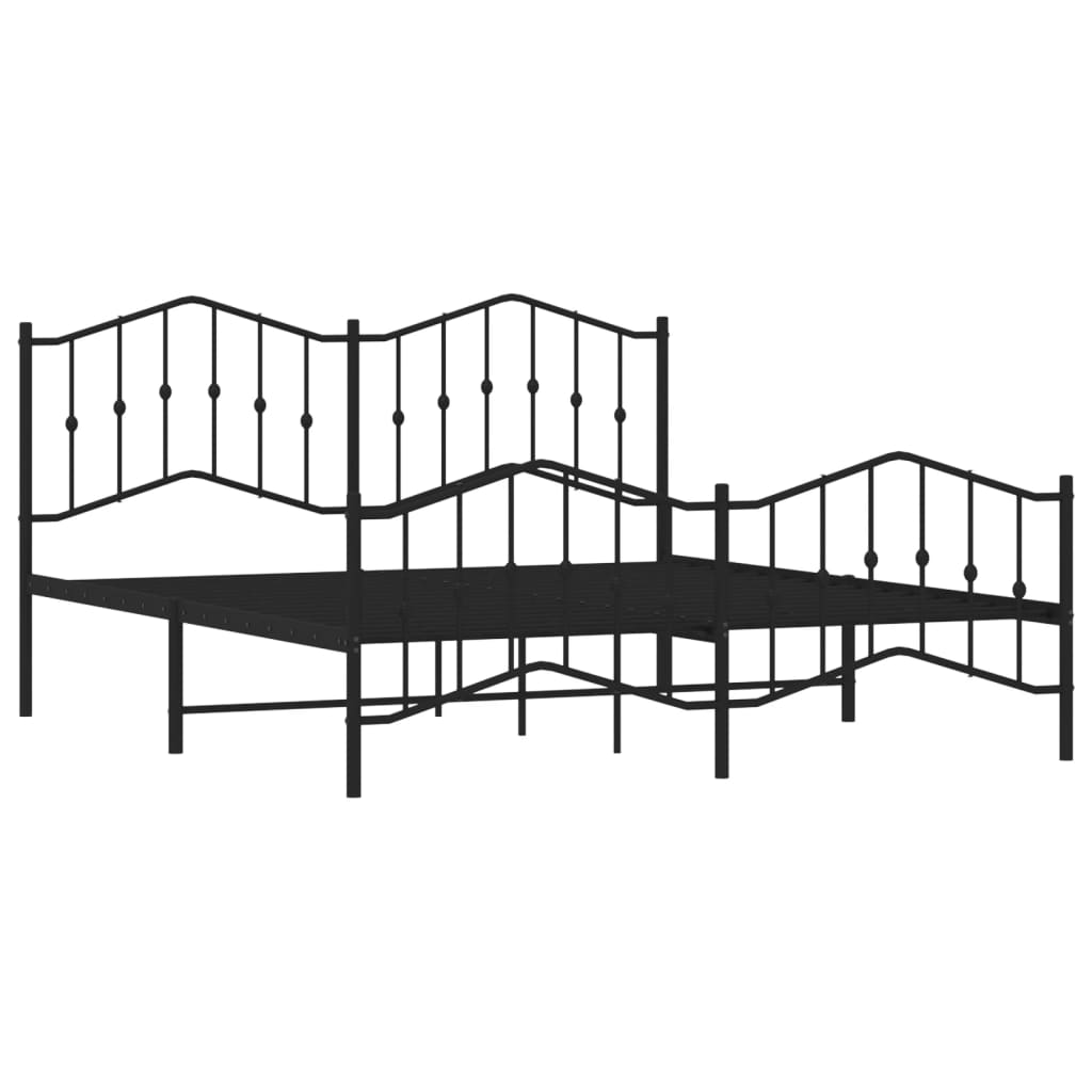 Giroletto con Testiera e Pediera Metallo Nero 160x200 cm
