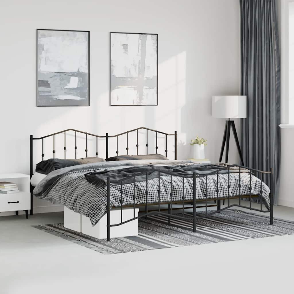 Giroletto con Testiera e Pediera Metallo Nero 183x213 cm