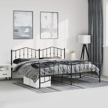 Giroletto con Testiera e Pediera Metallo Nero 183x213 cm