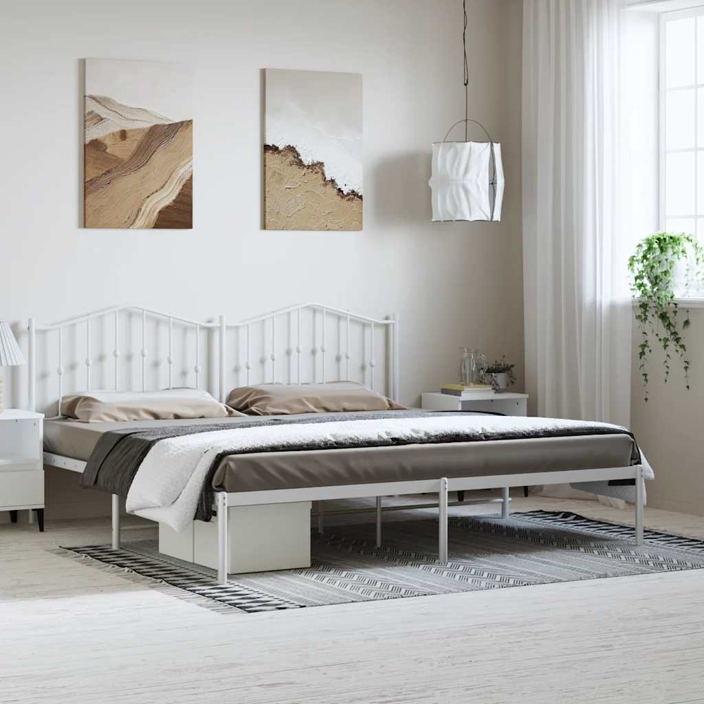 Giroletto con Testiera Metallo Bianco 193x203 cm