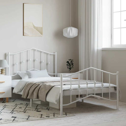 Giroletto con Testiera e Pediera Metallo Bianco 100x190 cm
