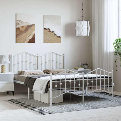Giroletto con Testiera e Pediera Metallo Bianco 135x190 cm
