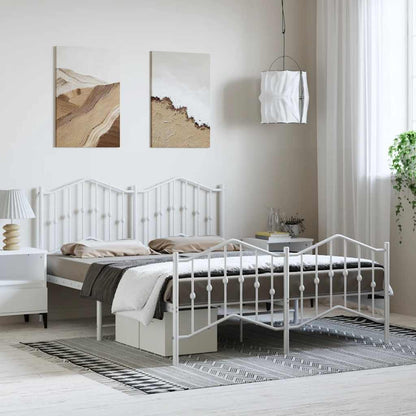 Giroletto con Testiera e Pediera Metallo Bianco 150x200 cm