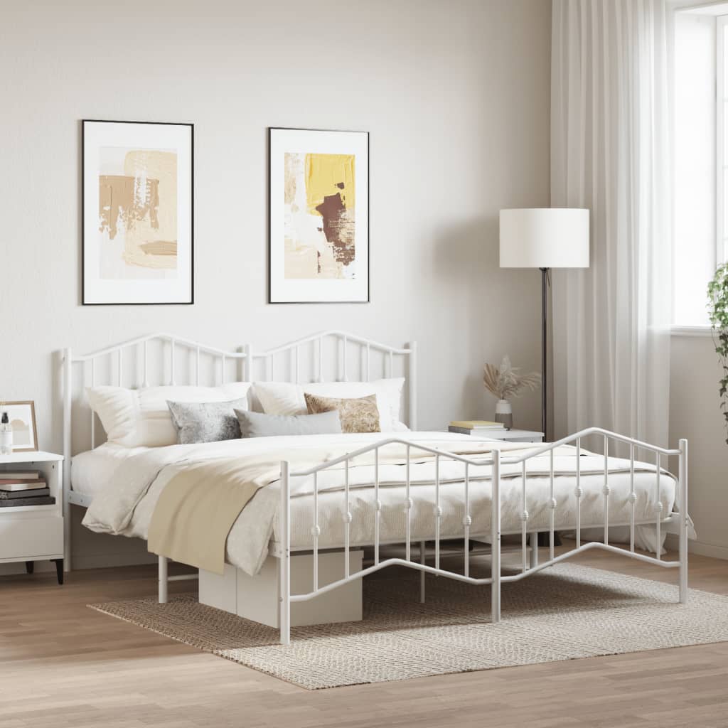 Giroletto con Testiera e Pediera Metallo Bianco 180x200 cm
