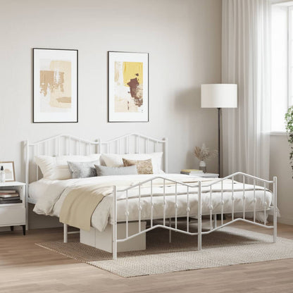 Giroletto con Testiera e Pediera Metallo Bianco 180x200 cm