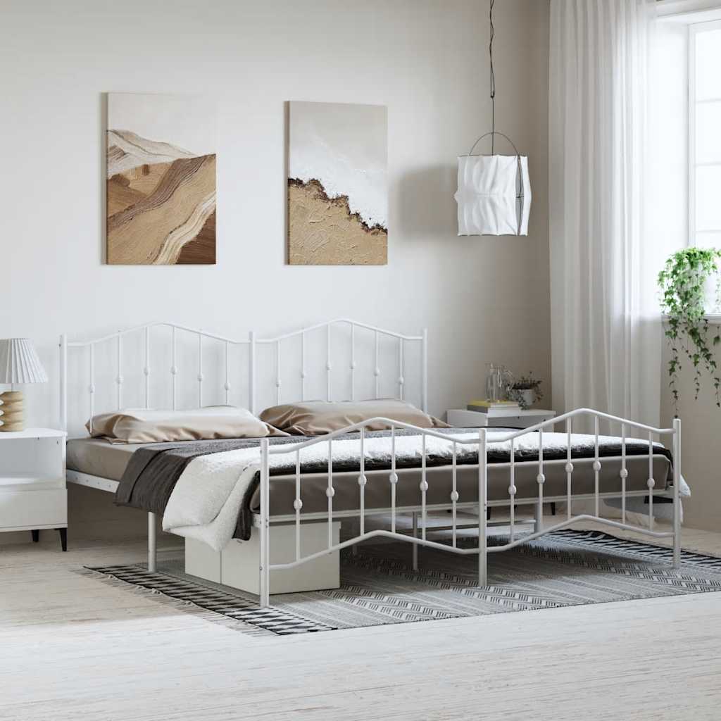 Giroletto con Testiera e Pediera Metallo Bianco 183x213 cm