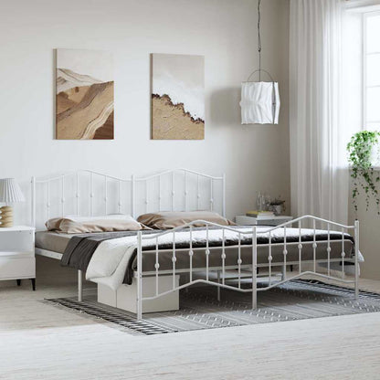 Giroletto con Testiera e Pediera Metallo Bianco 193x203 cm