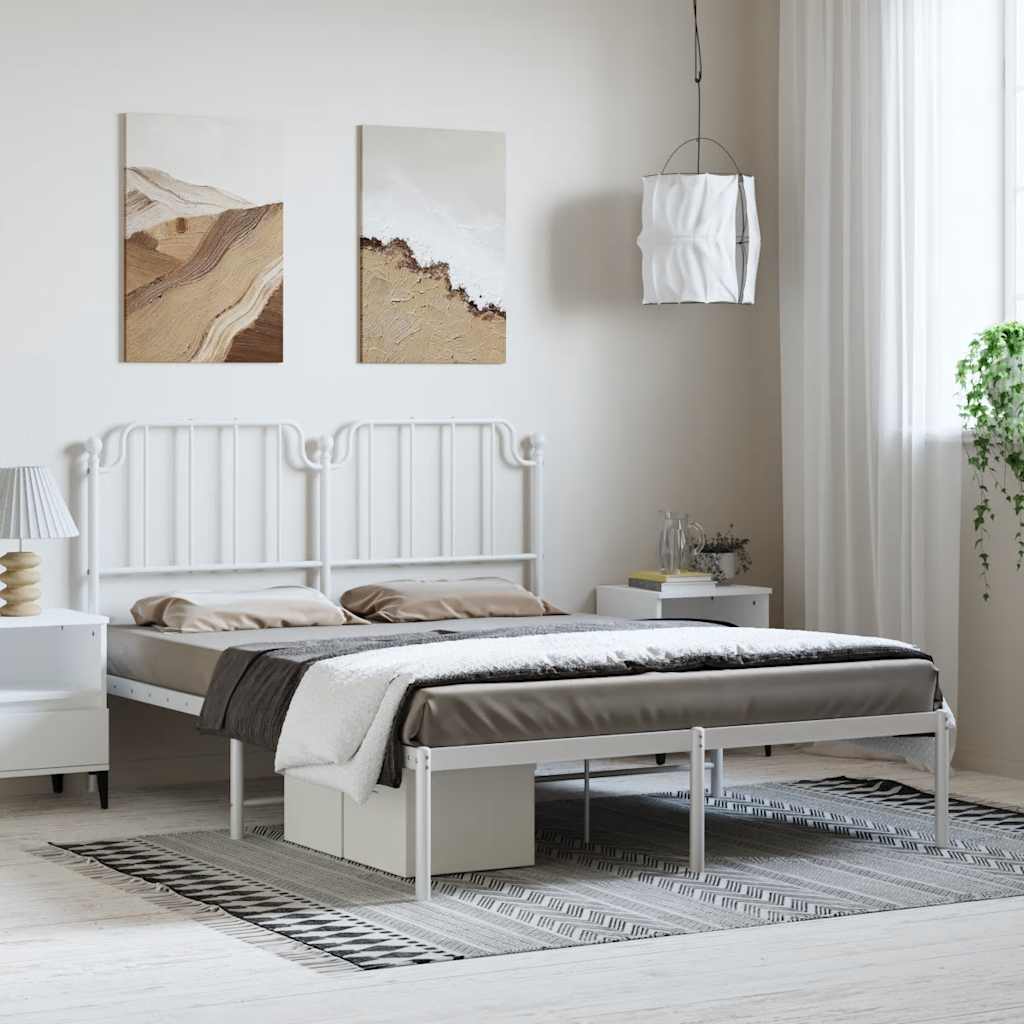 Giroletto con Testiera Metallo Bianco 150x200 cm